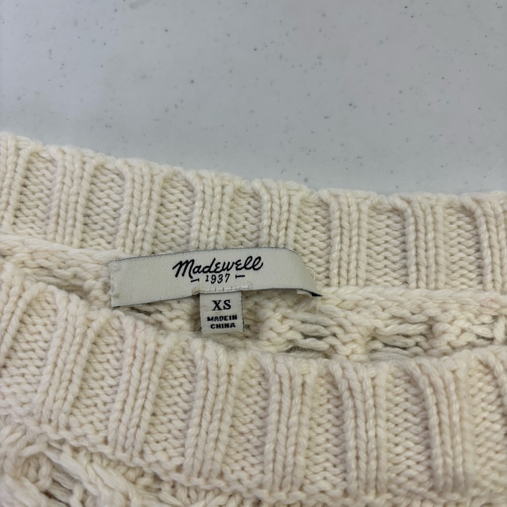 Madewell Women's Cream Cable Knit Sweater - Picture 3 of 6